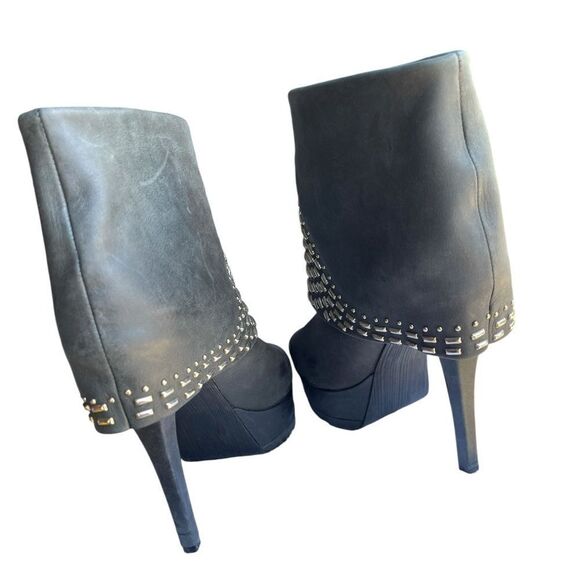 Gray Steve Madden open toes Women's Studded Ankle Booties high block heel - Picture 8 of 8